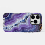 Coque iPhone 16 Pro Coupe d'agate pourpre et bleue (Verso Horizontal)