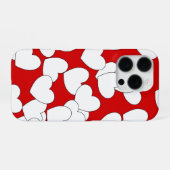 Coque iPhone 16 Pro Couverture rouge iPhone frappant avec les coeurs b (Verso Horizontal)