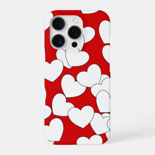 Coque iPhone 16 Pro Couverture rouge iPhone frappant avec les coeurs b (Verso)