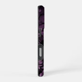 Coque iPhone 16 Pro Crâne gothique avec roses violettes (Côté droit)