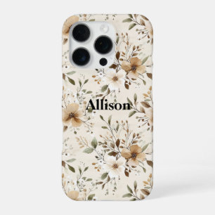 Coque iPhone 16 Pro Crème Brown Floral