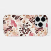Coque iPhone 16 Pro Crème rose Brown léopard (Verso Horizontal)