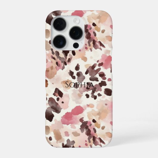 Coque iPhone 16 Pro Crème rose Brown léopard (Verso)