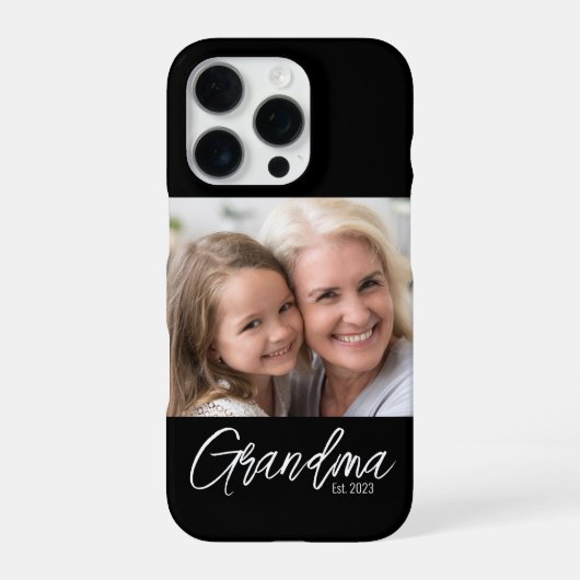 Coque iPhone 16 Pro Customizable Grandma Established Year Photo (Verso)