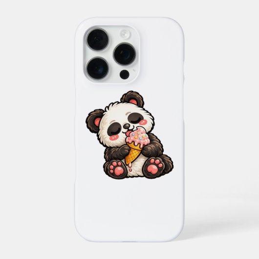Coque iPhone 16 Pro Cute Panda Ice Cream (Verso)