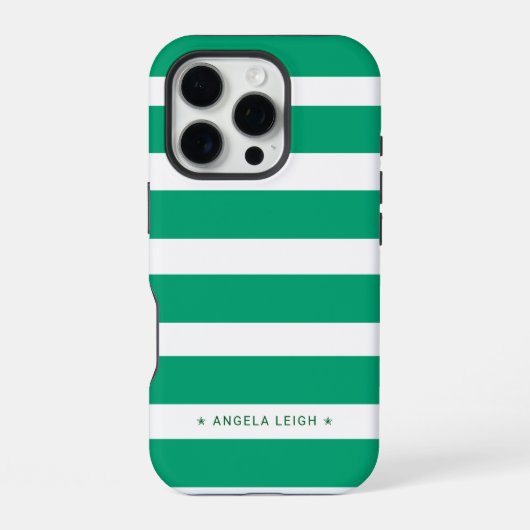 Coque iPhone 16 Pro Cute Spearmint Green Cabana Stripes (Verso)