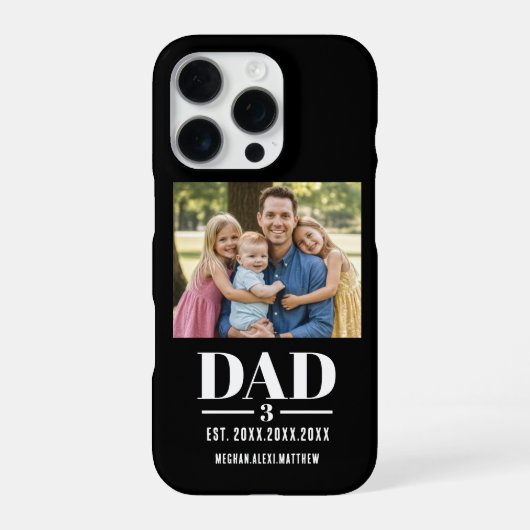 Coque iPhone 16 Pro Dad Est. Year Name Number Photo Bold Font (Verso)