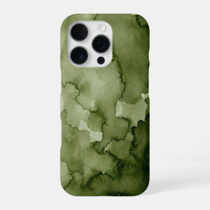 Coque iPhone 16 Pro dégradé de vert olive aquarelle
