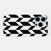 Coque iPhone 16 Pro Deux tons gras Chevron Flèche Rayure Noir & Blanc (Verso Horizontal)