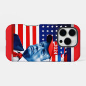 Coque iPhone 16 Pro Drapeau américain Donald Trump 2024 (Verso Horizontal)