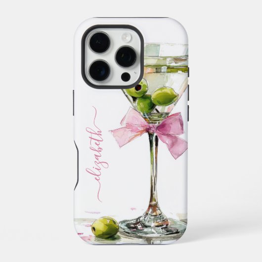Coque iPhone 16 Pro Élégant Martini Monogrammé (Verso)