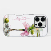 Coque iPhone 16 Pro Élégant Martini Monogrammé (Verso Horizontal)