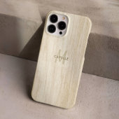 Coque iPhone 16 Pro Élégant Monogramme Effet Bois Clair Rustique