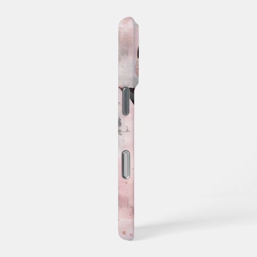 Coque iPhone 16 Pro Élégant Rose botanique-Monogramme or (Côté droit)