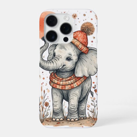 Coque iPhone 16 Pro Éléphant Mignon (Verso)