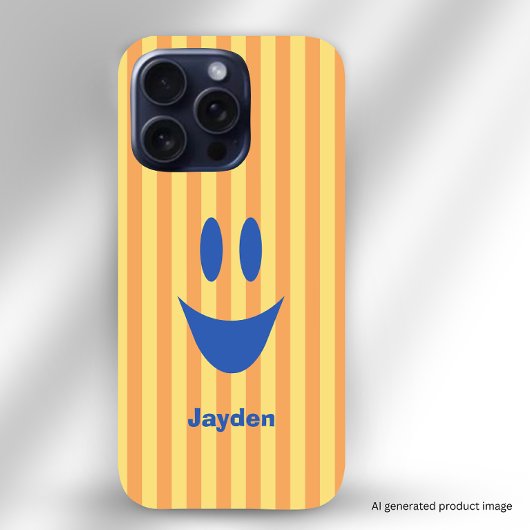 Coque iPhone 16 Pro Émoticône drôle à rayures vives