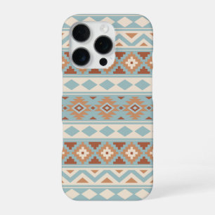 Coque iPhone 16 Pro Essence Aztèque Ptn IIIb Crème Bleue Terracottas