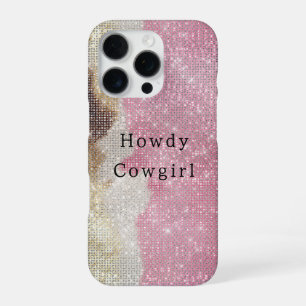 Coque iPhone 16 Pro Étincelle Occidentale Crème Rose Or Cowgirl Cowhid