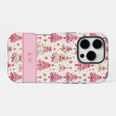 Coque iPhone 16 Pro Étui de téléphone arbre de Noël rose Monogramme (Verso Horizontal)