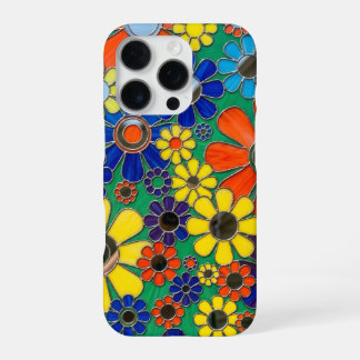 Coque iPhone 16 Pro Étui de téléphone en mosaïque de marguerite coloré