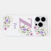 Coque iPhone 16 Pro Étui de téléphone Initial Plus Nom & Fleurs Design (Verso Horizontal)