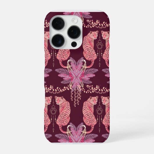Coque iPhone 16 Pro Étui de téléphone Léopards roses (Verso)