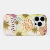 Coque iPhone 16 Pro Étui de téléphone personnalisé avec nom floral pou (Verso Horizontal)