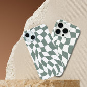 Coque iPhone 16 Pro Étui iPhone 16 Pro à damier vert ondulé moderne