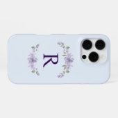 Coque iPhone 16 Pro Étui iPhone à fleurs personnalisé avec initiale | (Verso Horizontal)