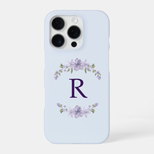 Coque iPhone 16 Pro Étui iPhone à fleurs personnalisé avec initiale | (Verso)