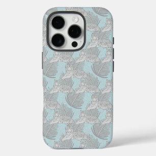 Coque iPhone 16 Pro Étui iPhone à motif de tigre de la jungle bleue Ca