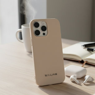 Coque iPhone 16 Pro Étui iPhone beige personnalisé avec texte personna