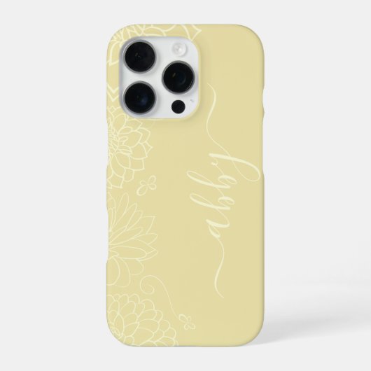 Coque iPhone 16 Pro Étui iPhone / iPad Butter Yellow Floral Script (Verso)