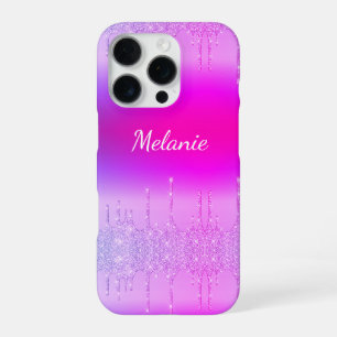 Coque iPhone 16 Pro Étui iPhone néon violet personnalisé avec votre no
