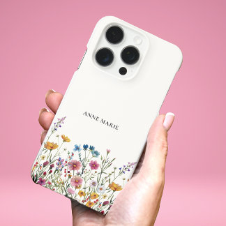 Coque iPhone 16 Pro Étui personnalisé aquarelle florale pour iPhone 16