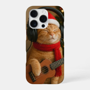 Coque iPhone 16 Pro Étui pour iPhone 16 Pro avec chat jouant de la mus