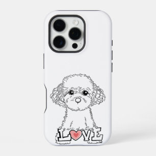 Coque iPhone 16 Pro Étui téléphone avec amour pour Caniche