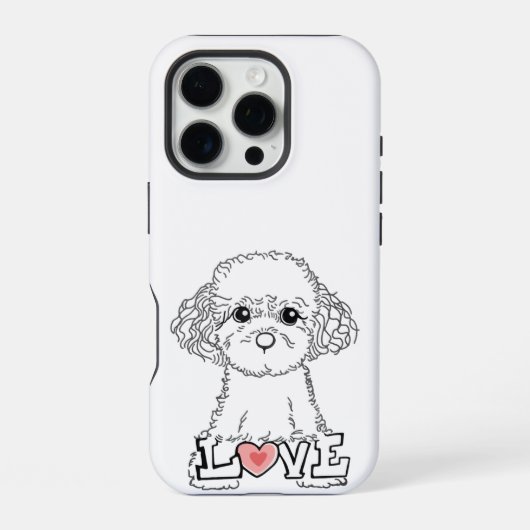 Coque iPhone 16 Pro Étui téléphone avec amour pour Caniche (Verso)