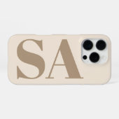 Coque iPhone 16 Pro Étui tendance Antique White avec monogramme Case-M (Verso Horizontal)