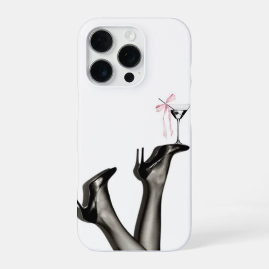 Coque iPhone 16 Pro Étuis cocktail rayé rose chic (Verso)