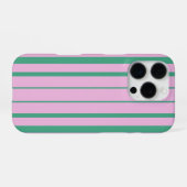 Coque iPhone 16 Pro Étuis iPhone 16 Pro avec bandes vertes et rose dou (Verso Horizontal)