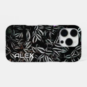 Coque iPhone 16 Pro Feuille foncée avec arêtes blanches (Verso Horizontal)
