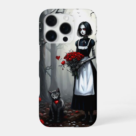 Coque iPhone 16 Pro Fille Robot Gothique (Verso)