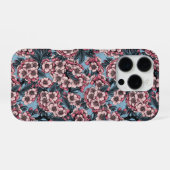 Coque iPhone 16 Pro Fleur de cerisier en rose et bleu (Verso Horizontal)