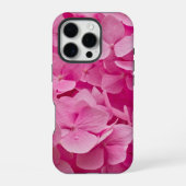 Coque iPhone 16 Pro Fleur d'Hydrangée rose brillant (Verso)