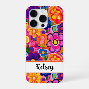 Coque iPhone 16 Pro Fleur personnalisée Rétro Cool