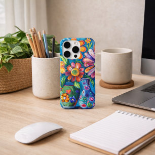 Coque iPhone 16 Pro Fleurs Colorées Lumineuses