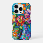 Coque iPhone 16 Pro Fleurs Colorées Lumineuses (Verso)