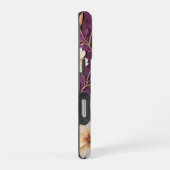Coque iPhone 16 Pro Fleurs crème sur fond violet texturé (Côté droit)