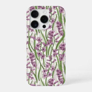 Coque iPhone 16 Pro Fleurs de jacinthe rose sur fond blanc naturel
